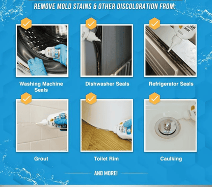💥Mold Remover Gel with Scrub Brush – Heavy Duty Mildew Stain Cleaner for Washer Gasket, Shower Caulk, Tile Grout & Bathroom
