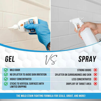 💥Mold Remover Gel with Scrub Brush – Heavy Duty Mildew Stain Cleaner for Washer Gasket, Shower Caulk, Tile Grout & Bathroom
